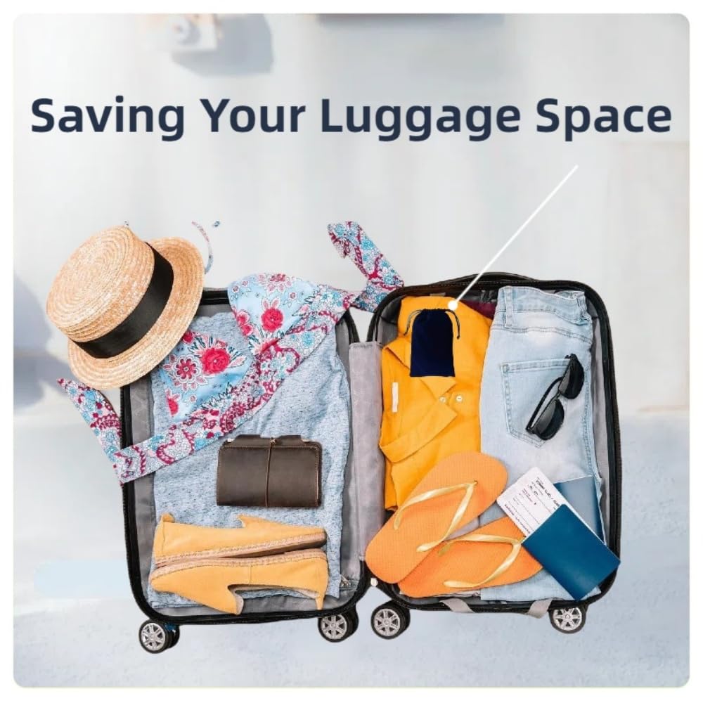 Jron Inflatable Air Travel Pillow Soft Velvet Blow Up Pillow Portable Size Washable Cover for Train Car Office Airplane Sleeping (Navy)