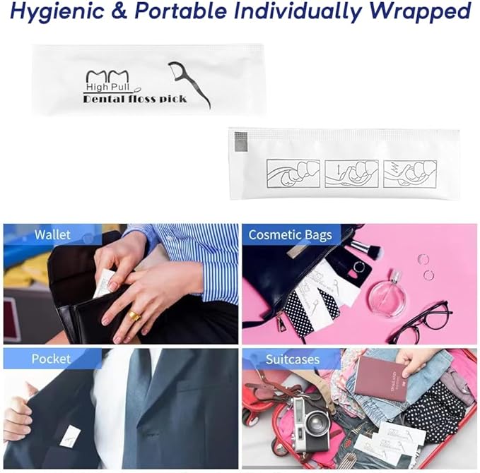 200 Count Individually Wrapped Dental Floss Picks - Travel Flossers for Teeth Cleaning and Oral Care - Ideal Travel Size Toiletries, Wedding Basket Supplies and Guest Bathroom Essentials