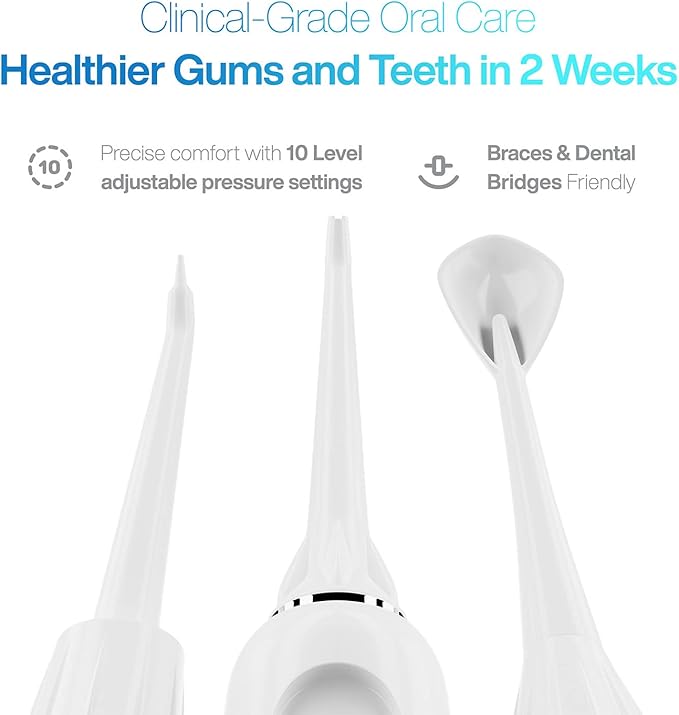 AquaSonic Aqua Flosser PRO | Professional Water Flosser with Large Capacity Reservoir | Oral Irrigator w/ 2 Modes, 10 Levels of Water Pressure, 4 Included Tips | Sleek & Compact | Dentist Recommended