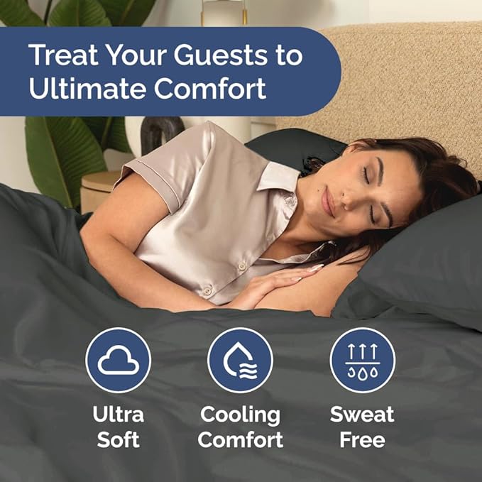 Bulk Case Pack of 16 Sheet Sets - (16) Complete Twin XL Size Sheet Sets w/ Deep Pockets - Wholesale Bulk Bedding for Hotels, Spas & Airbnbs - Breathable, Cooling & Wrinkle Free - (Twin XL, Charcoal)