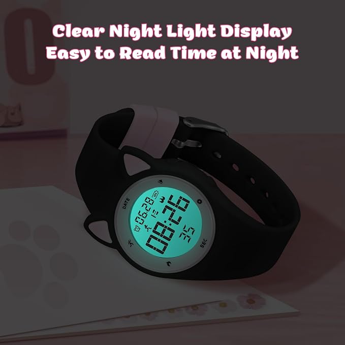 Kids Watches for Girls Boys Digital Sport Watch with Step Counter Pedometer Vibration Alarm Clock, No App Waterproof Fitness Tracker Kids Watch Boys Girls Teens Students Ages 5-16