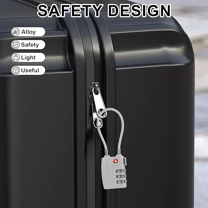 1Pcs Luggage Locks 3 Digit Travel Combination Locks Portable Small Combination Padlocks Zinc Alloy Suitcase Locks for Travel Bag Suitcase Lockers Backpack,Silver