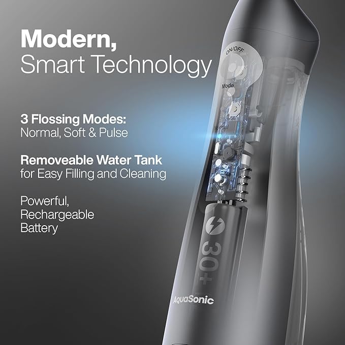 AquaSonic Water Flosser - Cordless Rechargeable Water Flossers for Teeth Cleaning - Waterproof Aqua Flosser, Portable Oral Irrigator for Dental Cleaning with 5 Jet Tips – Braces Home Travel