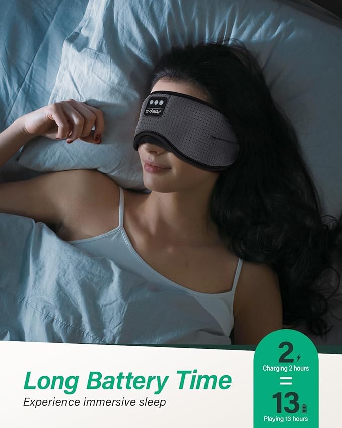 LC-dolida Sleep Headphones, White Noise Bluetooth Sleep Mask 3D Breathable Wireless Eye Mask for Timing, Sleep Mask with Bluetooth Headphones for Side Sleepers Travel,Cool Gadgets for Women Men(Grey)