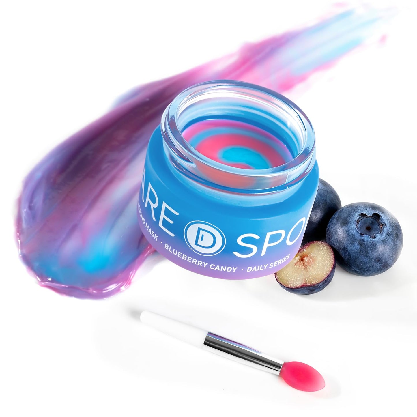 SPODARE Blueberry Lip Sleeping Mask Overnight -Original Dual-Color Lip Balm for Softer and Smoother Lips, Intensive to Nourish and Hydration Reduce Fine Lines for Dry Cracked Skin - 0.42 Fl Oz