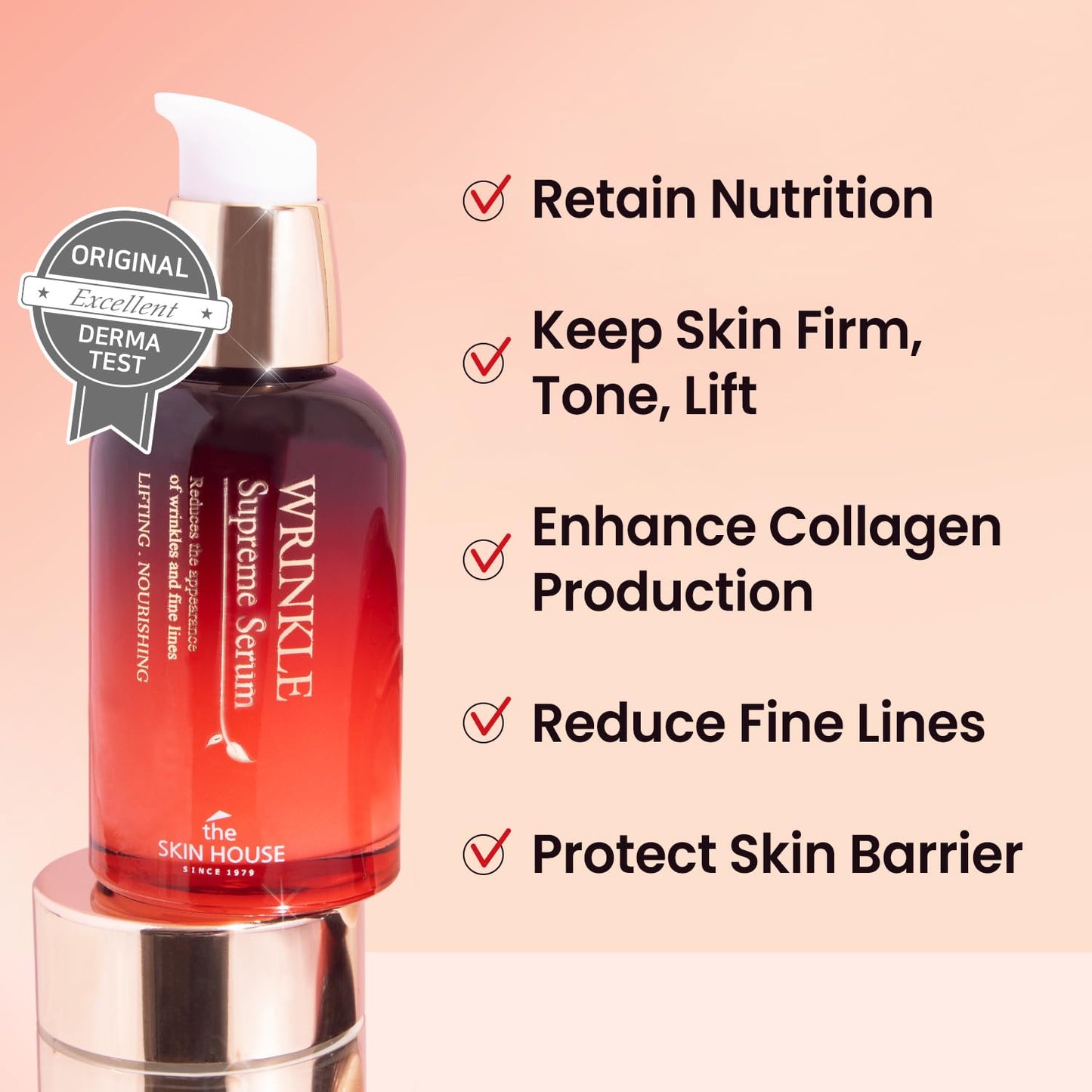 the SKIN HOUSE Wrinkle Supreme Serum 0.67 fl. oz. Trial-Size, Korean Red Ginseng, Mushrooms | Firming, Lifting, Fine Lines | Korean Skin Care, K-beauty, 20ml