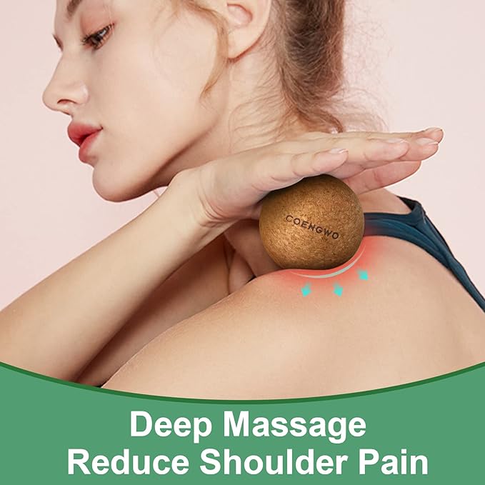COENGWO Cork Massage Ball, Cork Myofascial Release Ball, Yoga Therapy Ball for Trigger Point Therapy, Muscle Knots, Deep Tissue Relief, 3 Inch