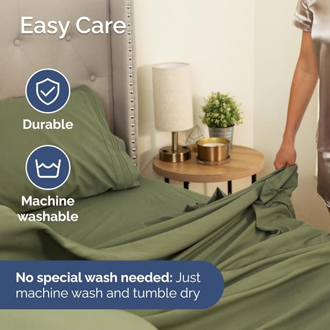 Bulk Case Pack of 12 Sheet Sets - (12) Complete Cal King Size Sheet Sets w/Deep Pockets - Wholesale Bulk Bedding for Hotels, Spas & Airbnbs - Breathable, Soft & Wrinkle Free - (Cal King, Sage Green)