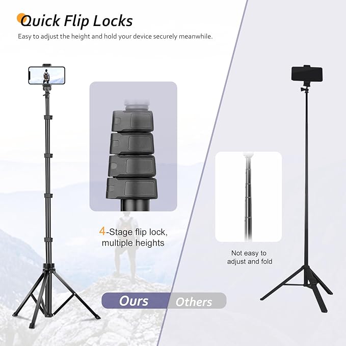 Aureday 62" Phone Tripod Accessory Kits, Camera & Cell Phone Tripod Stand with Wireless Remote and Universal Tripod Head Mount, Perfect for Selfies/Video Recording/Vlogging/Live Streaming