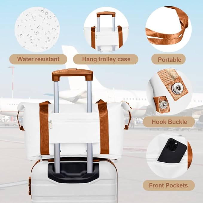AnyZip Luggage Set 20 Inch Carry on Luggage PC ABS Hardshell Lightweight Suitcases for Travelling with 4 Universal Wheels TSA Lock White Brown