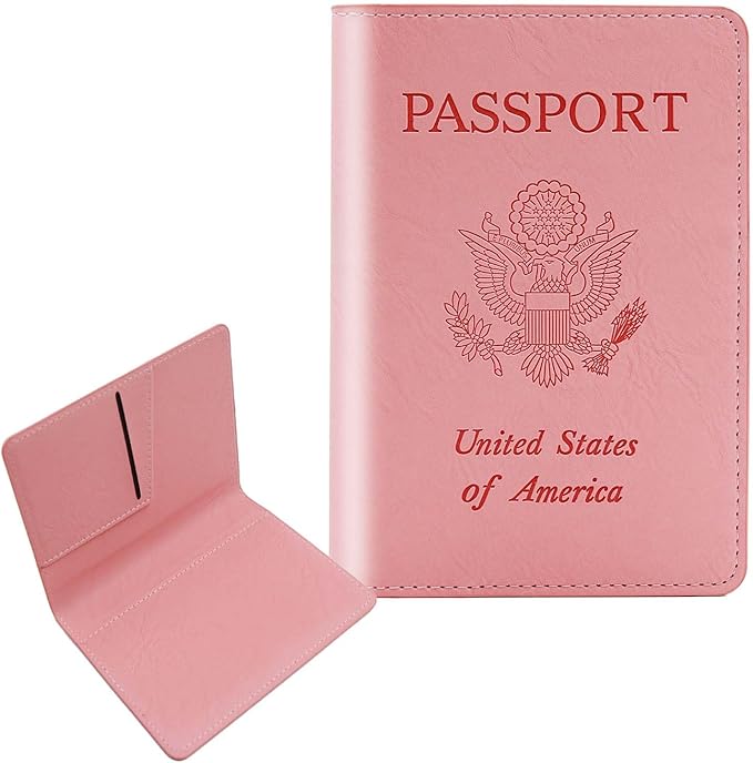 Cnycmy Passport Holder for Travel–Slim Travel Organizer for Passport, RFID Blocking,Boarding Pass, Credit Cards | Vegan Leather & Anti-Theft Design (Pink5)
