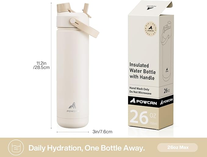 26 oz Insulated Water Bottle with 2-in-1 Straw and Spout Lid, Keep Cold 24H, Leak-Proof, Fits in Car Cup Holder, Stainless Steel Water Bottle for Sports, Travel, Gym and School (Pumpkin Patch)