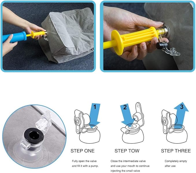 ZIQIAN Inflatable Travel Foot Rest Pillow Portable Adjustable Three Layers Height Foot Stool for Airplanes, Cars, Home, Trains, Office to Lay Down or Sleep on Long Flights with Pump（Gray 1PACK