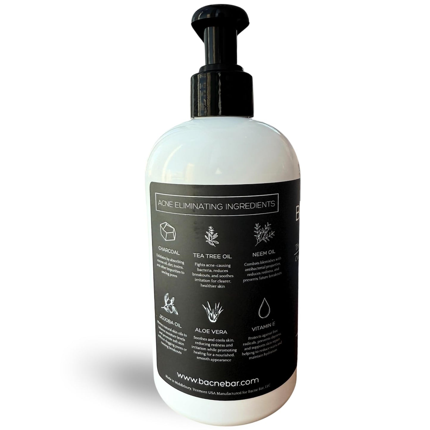 Bacne Wash: All Natural Back Acne Treatment with Charcoal, Jojoba Oil, Tea Tree Oil, Neem Oil, Aloe Vera, and Vitamin E - Body Acne Wash for All Skin Types