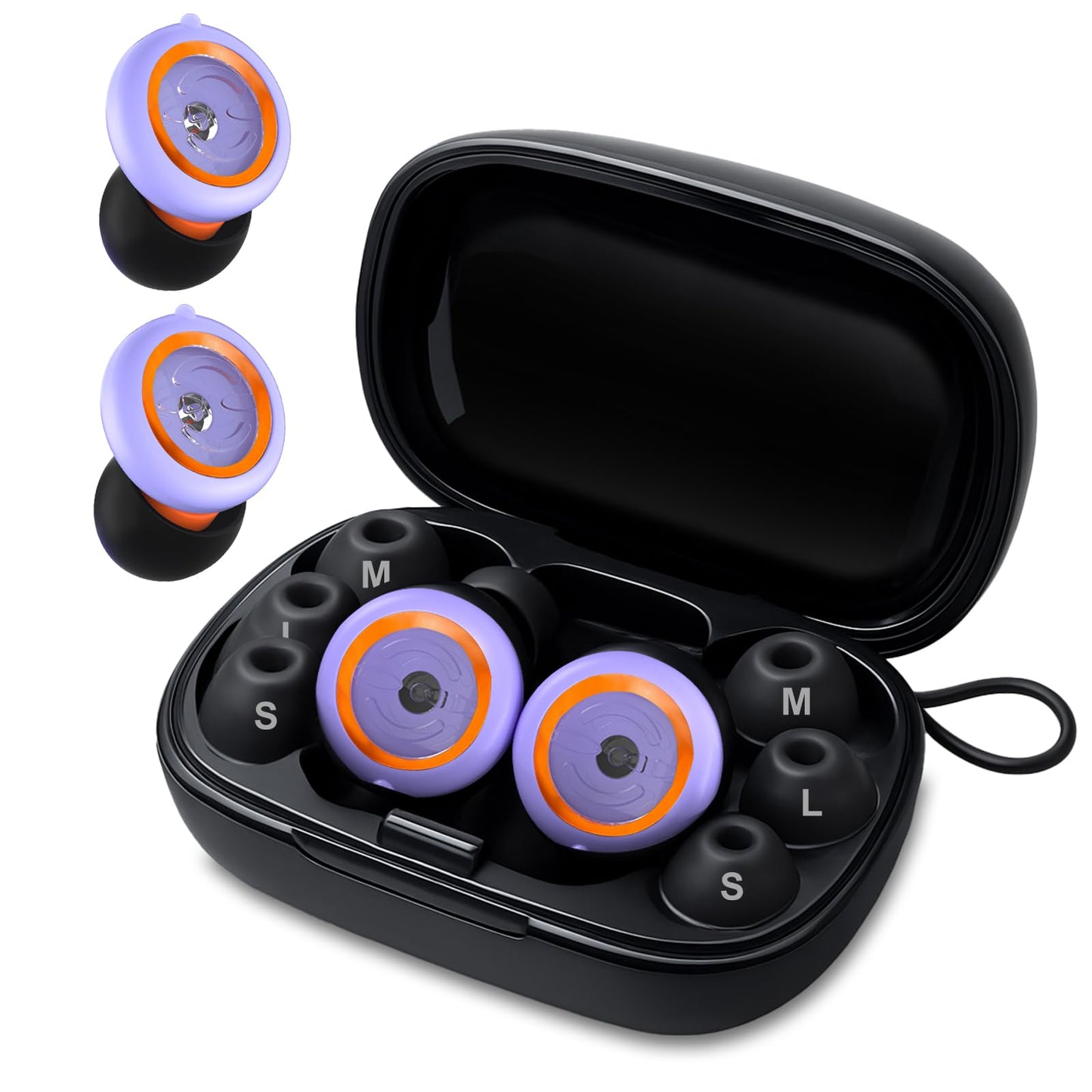 Senvok Ear Plugs for Sleeping Noise Cancelling with 3 Noise Reduction Levels - 50dB NRR Soft Silicone Earplugs for Sleep, Work, Travel - with 8 Ear Tips, 6 Fluorescent Rings and Carrying Case(Purple)