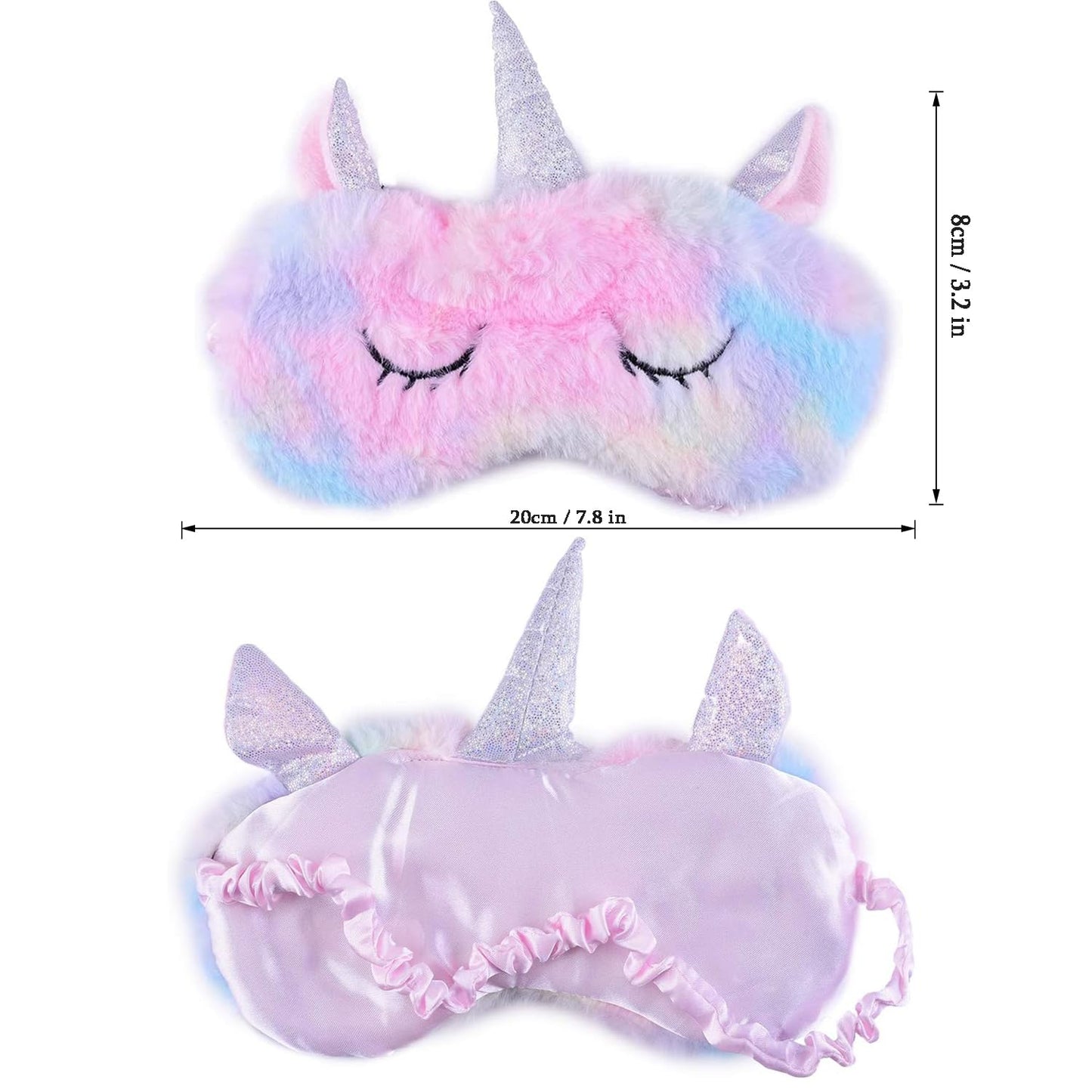 Ulbemoll Cute Unicorn Sleeping Mask, Soft Fluffy Plush Blindfold Funny Novelty Animal Sleep Mask Eye Cover Eyeshade for Kids Girls Boys Women Men Night Nap Travel Meditation (Rainbow, Unicorn)