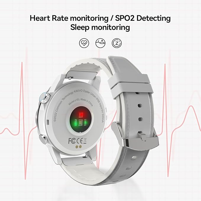 KAVVO Oyster Urban Smart Watch for Men, 46mm Fitness Smartwatch with Blood Oxygen Heart Rate Sleep Monitor, Multiple Sports Modes Tracker for Android iOS Phones (Raw White)