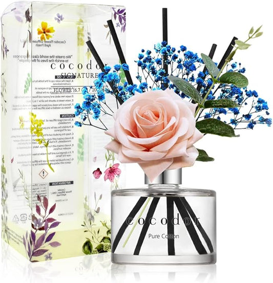 Cocod'or COCODOR Rose Flower Reed Diffuser/Pure Cotton/6.7oz(200ml)/1 Pack/Reed Diffuser, Reed Diffuser Set, Oil Diffuser & Reed Diffuser Sticks, Home Decor & Office Decor, Fragrance and Gifts
