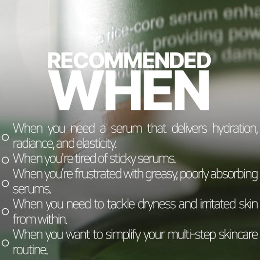 Bueno Icheon Rice Core Serum 1.59 fl.oz (50ml) | Facial Serum with Icheon Rice Amino Acids for Soothing & Hydration | 100% Vegan Formula, Korean Skin Care