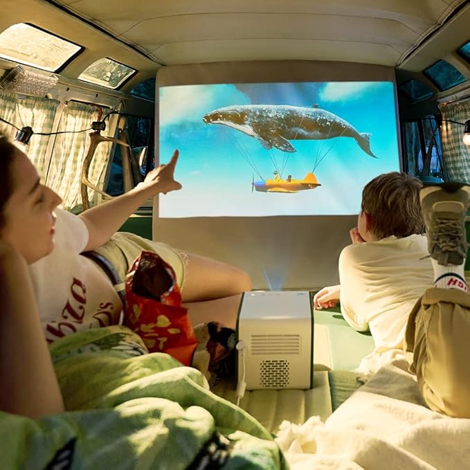 BenQ GS50 1080p Wireless Outdoor Projector | Smart Android TV | WiFi & Bluetooth | 2.1 Channel Speakers with Extra Bass | HDR10 | Autofocus & Keystone | Portable Movie Projector for Camping & Home