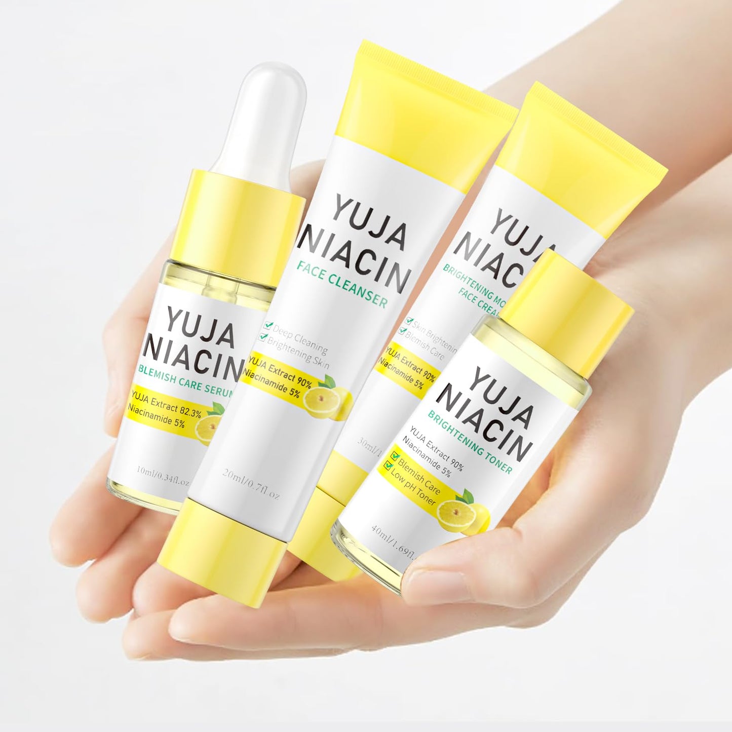 Niacinamide Skin Care Set, Yuja Niacin Skincare Kit,Skin Care Set Kit,Face Cleanser Wash, Toner, Niacinamide Serum, Face Cream For Moisturizing Facial Kit for Women Men Even Skin Tone Travel Size