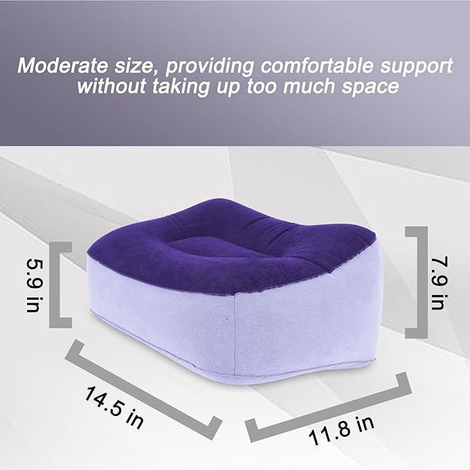 Inflatable Foot Rest, Carseat Inflatable Foot Rest Pillow, Airplanes Inflatable Foot Rest Cars, Travel Footrest Pillow for Home Office,Trains (Gray Splicing Navy Blue 2 Count), 14.5" L×11.8" W×7.9”H