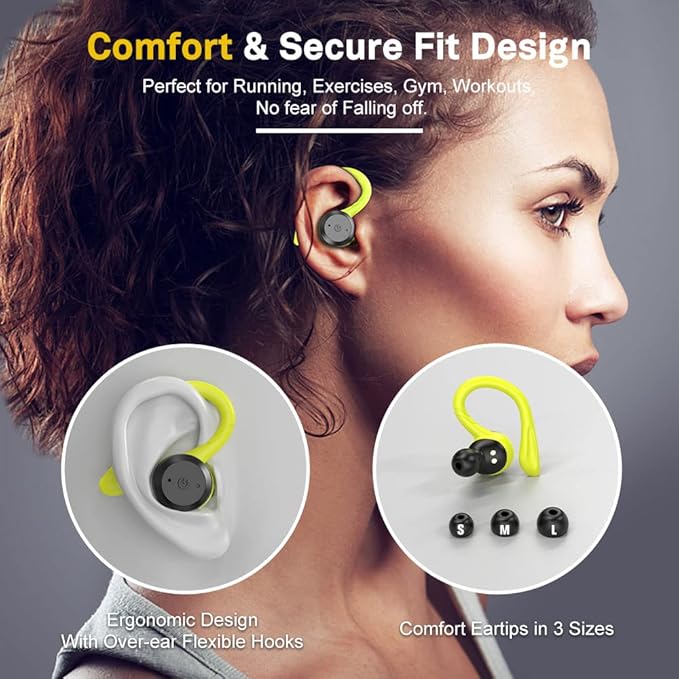 APEKX Bluetooth Headphones True Wireless Earbuds with Charging Case IPX7 Waterproof Stereo Sound Earphones Built-in Mic in-Ear Headsets Deep Bass for Sport Running Green