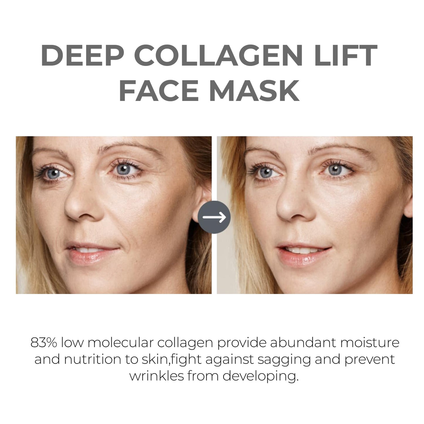 GNJOY Collagen Face Mask Deep Collagen Anti Wrinkle Lifting Mask Collagen Face Mask Overnight, Collagen Real Deep Mask for Lifting, Firming, Moisturizing - 38g x 5ea