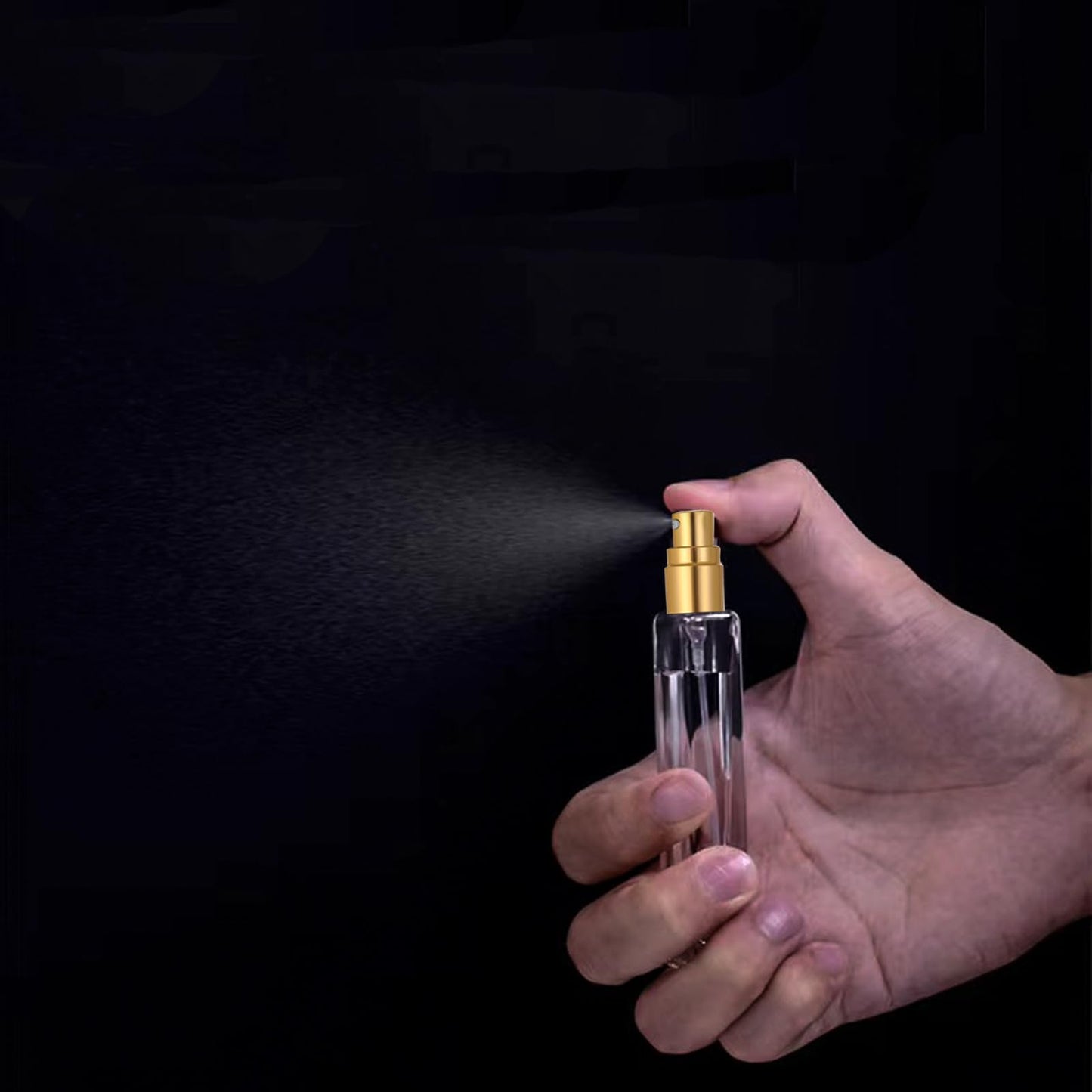 AGENIZ 8PCS 10ml Perfume Spray Bottle, Mini Portable Travel Glass Square Spray Bottle, Small Fine Mist Sprayer, Refillable Atomizer, Sample Spray Bottle (Gold, 10ml)