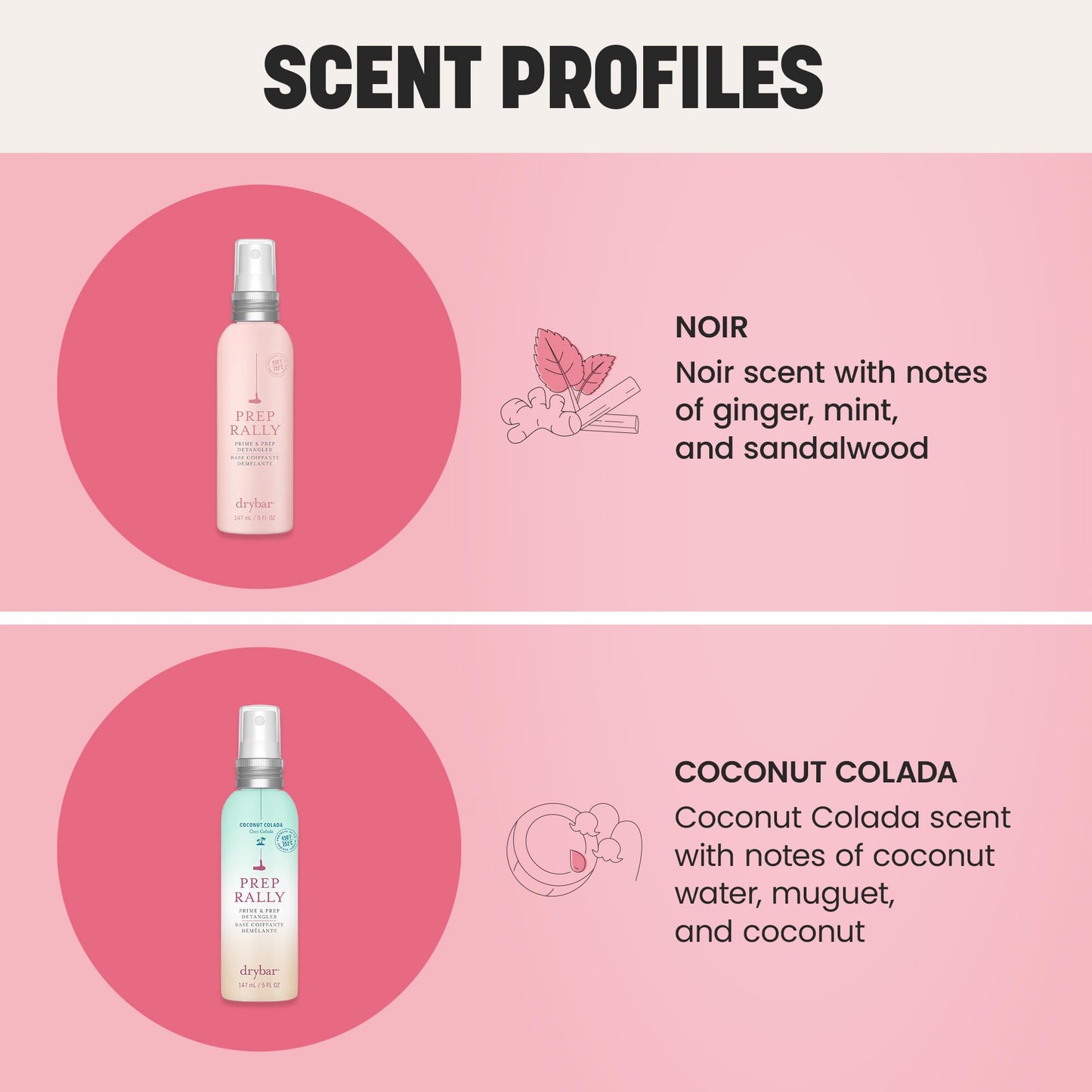 Drybar Prep Rally Prime & Prep Detangler Noir Scent - Full Size | Nourishes Hair, Detangles with Ease, Leaves Hair Soft & Manageable, Protects Hair, Cruelty Free