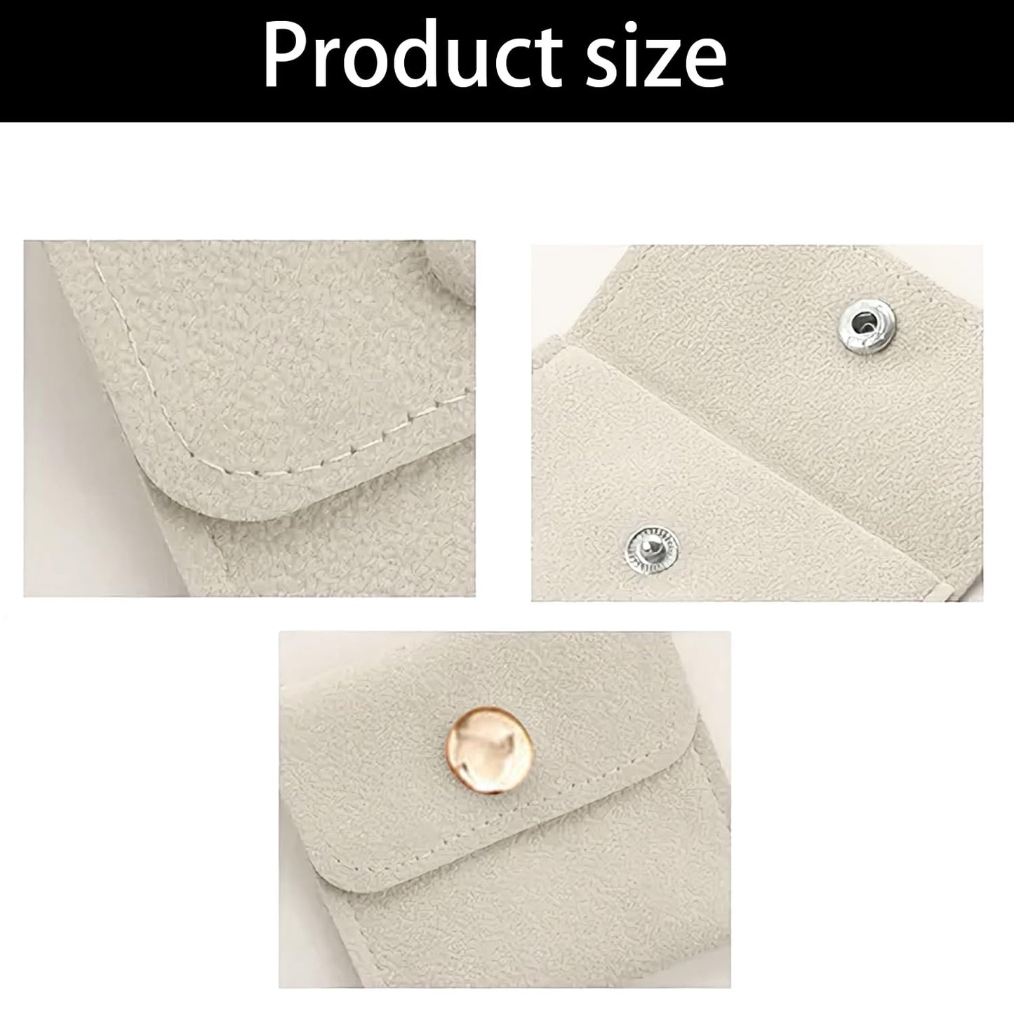 Mini Travel Jewelry Bag Mini Travel Jewelry Roll Bag with Buckle Portable Jewelry Pouch Travel Jewellery Organizer Case Small Foldable Jewellery Box for Earrings, Rings, Necklaces (3pcs) (Beige)