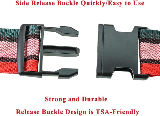 2 Pack Luggage Straps, Bright Colors Adjustable Suitcase Belts with Quick Release Buckle (GreyPink)