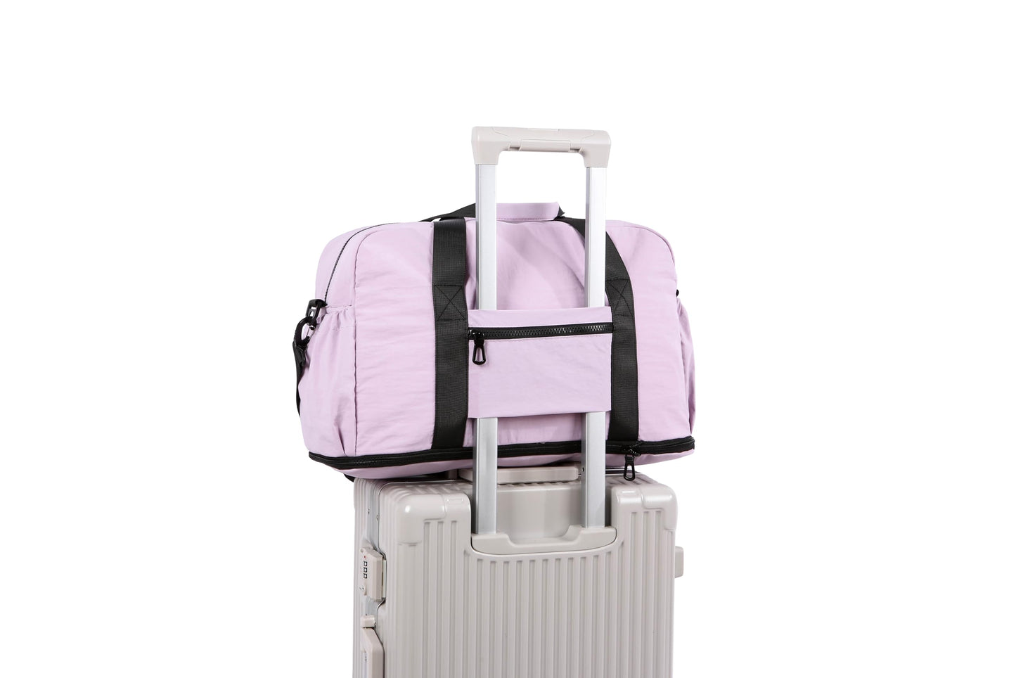 Large Capacity Folding Travel Bag, Expansion Travel Duffel Bag with Dry and Wet Separation, Portable Waterproof Carry on Bag Overnight Bag for Women and Man (Purple)