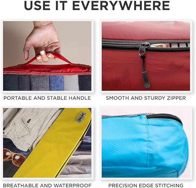 5pc Large Packing Cubes for Suitcases - Travel Packing Organizers for Carry on Suitcase - Luggage Packing Cubes for Travel - Set of Packing Bags for Suitcases