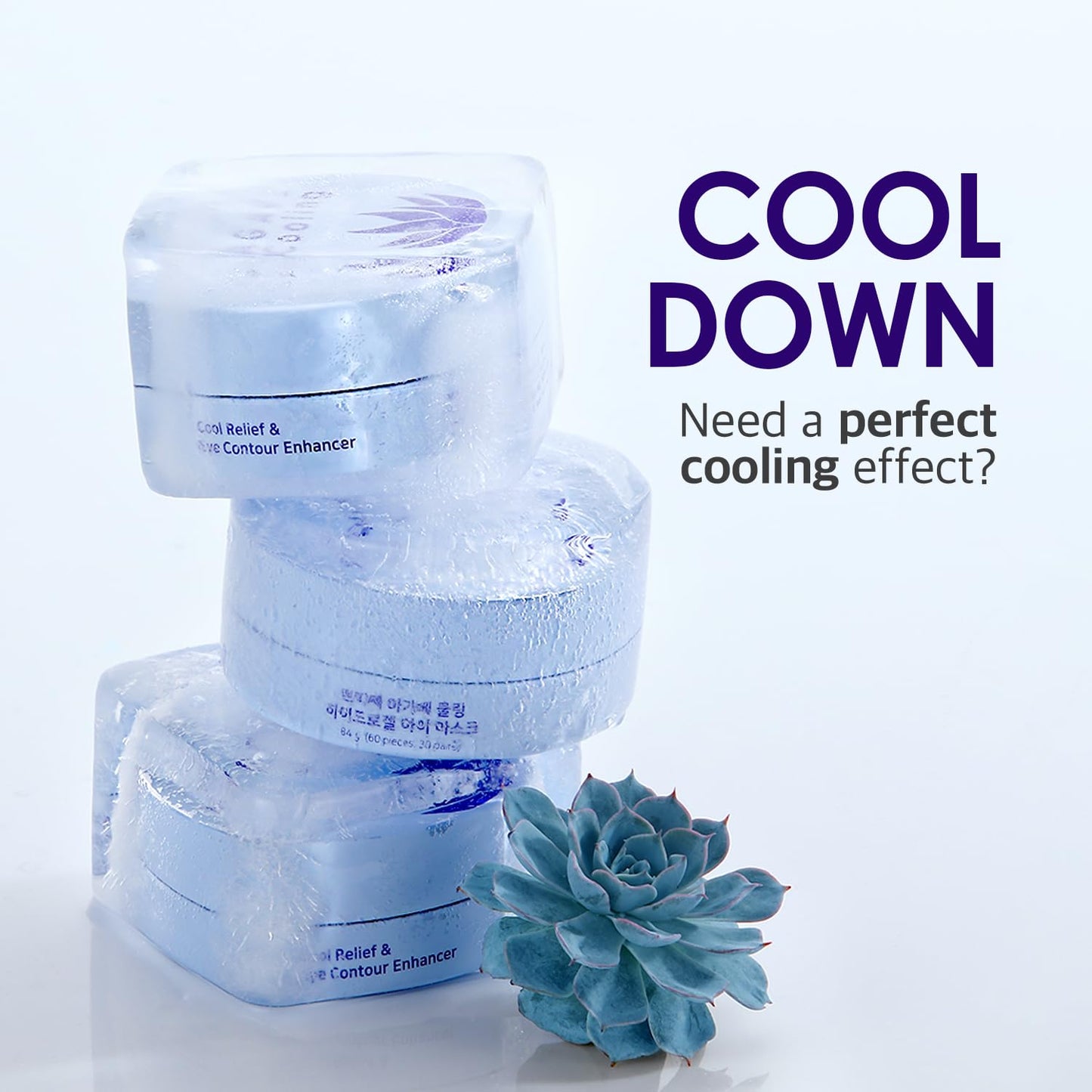 Petitfee Agave Cooling Hydrogel Eye Mask 60ea (30pairs) - Quick Calming Eye Patches with Blue Energy Complex, Agave, Blueberry, Eggplant, Caffeine Extracts, Moisturizing, Soothing Eye Care