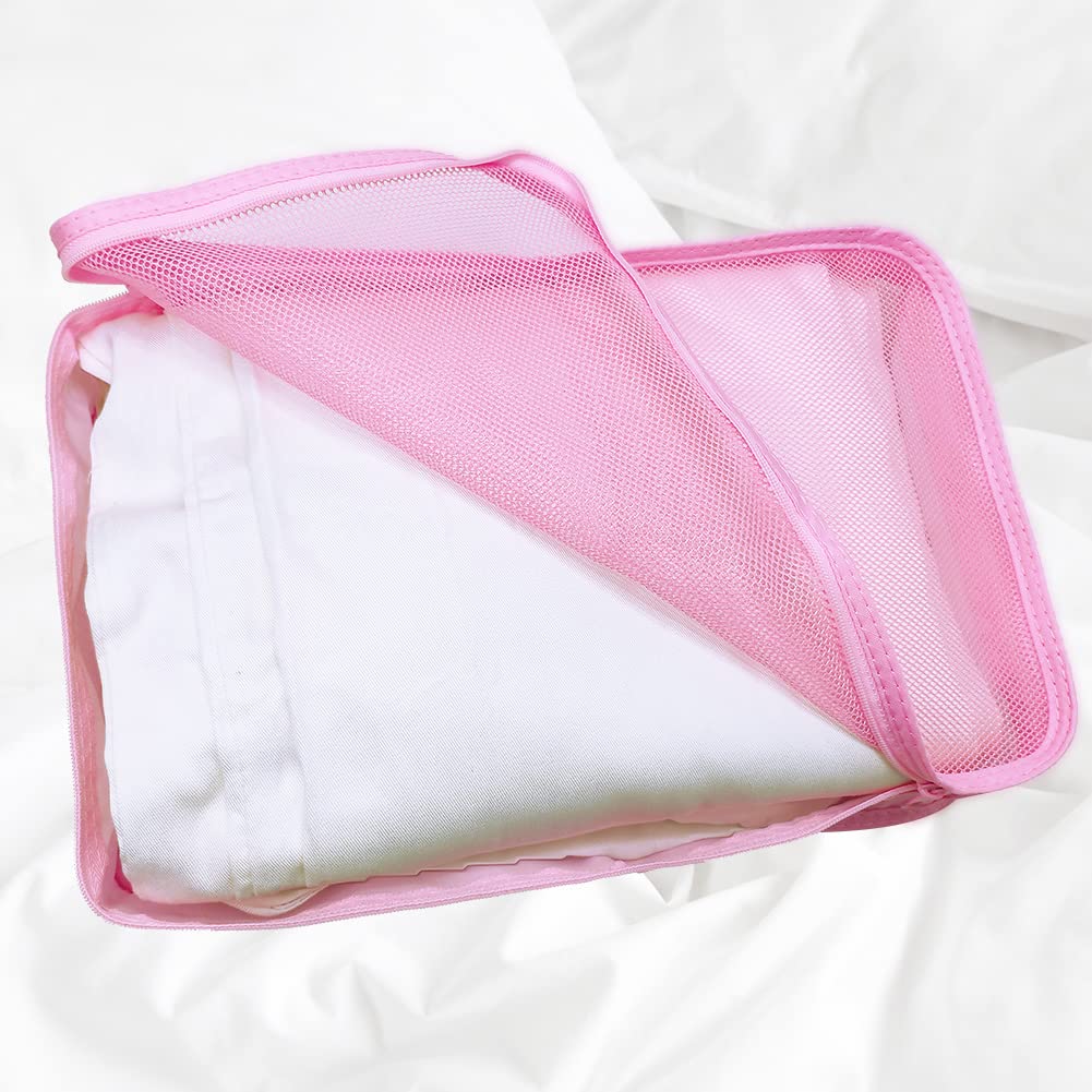 Packing cubes for Travel, CALACH Luggage Organizer Bags 6 Set Packing Cubes for Suitcases Travel Essentials for Carry on Mesh Suitcase Organizer with Shoe Bag (pink)
