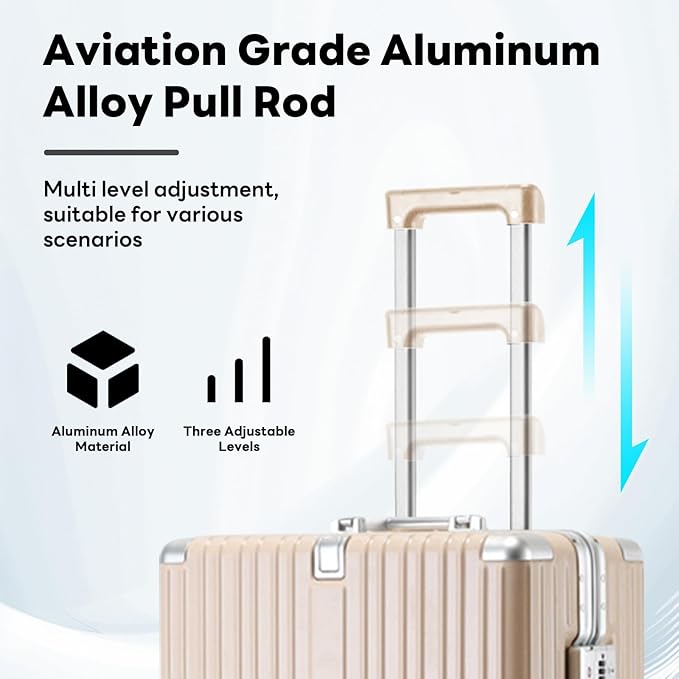 20 Inch Carry On Luggage Suitcase TSA Locks Approved Hardside Lightweight Suitcase With Cup Holder Carry-On Luggage With USB Port Zipperless Design Airline-Approved 360° 8 Double Spinner Wheels