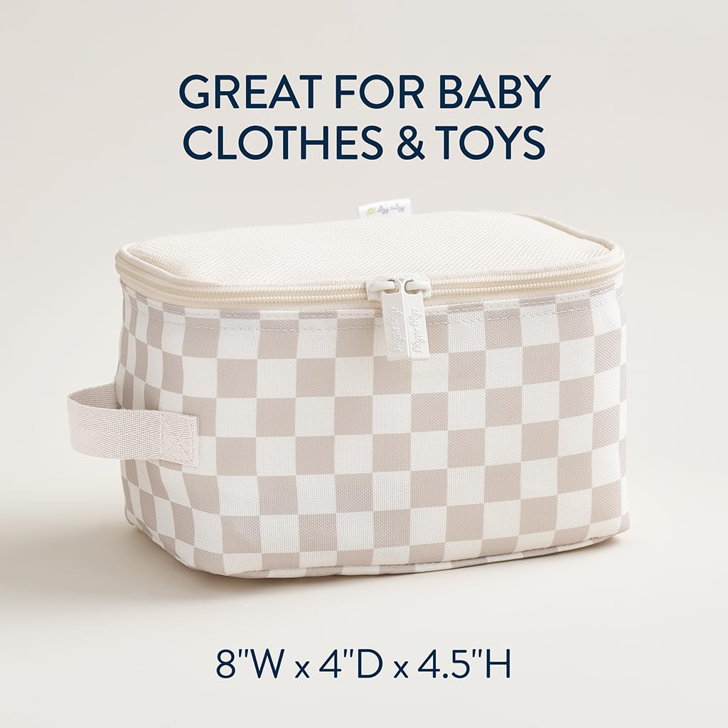 Itzy Ritzy Packing Cubes for Travel – Set of 3 Packing Cubes or Travel Organizers; Each Cube Features a Mesh Top, Double Zippers and a Fabric Handle (Checkerboard)