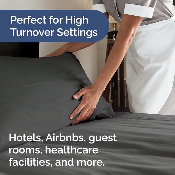 Bulk Case Pack of 12 Sheet Sets - (12) Complete Cal King Size Sheet Sets w/Deep Pockets - Wholesale Bulk Bedding for Hotels, Spas & Airbnbs - Breathable, Soft & Wrinkle Free - (Cal King, Charcoal)