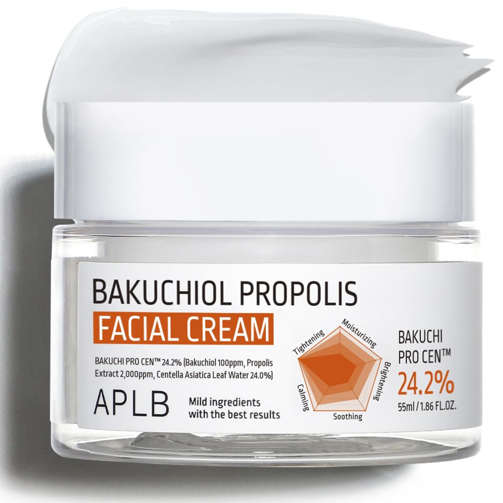 APLB Bakuchiol Propolis Facial Cream | BAKUCHI PRO CEN™ 24.2% 1.86 FL.OZ/Korean Skincare, Wrinkle care, Deep hydration, Revitalize for gentle and improve skin texture