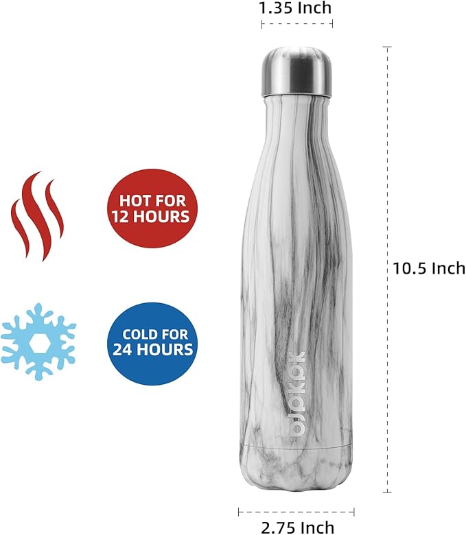 BJPKPK Insulated Water Bottles 17oz Stainless Steel Sports Water Bottles Keep Cold for 24 Hours and Hot for 12 Hours,BPA Free,White Birch