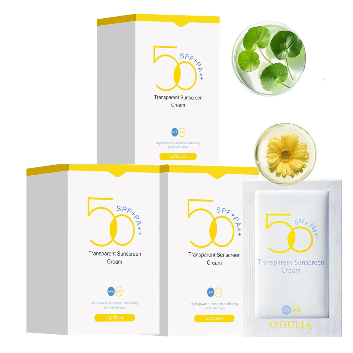 60PCS Travel Size Sunscreen SPF50+ PA+++ - Mini Sunscreen Infused with Centella Asiatica Extract & Hyaluronic Acid - Waterproof, Lightweight & Non-Greasy - Perfect for Summer Party & Thank You Gifts