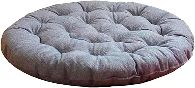 Large Linen Floor Cushions,Round Futon Pillows Japanese Style Tufted Floor Pillows Meditation Cushions for Seating On Pad for Yoga Sofa Balcony(Size:65x65cm(26x26inch),Color:Light Gray)