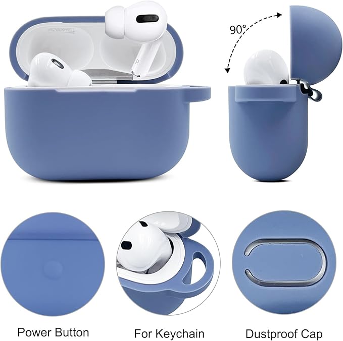Compatible with Airpods Pro Soft Silicone Case Cover with Bracelet Keychain for Apple Airpod Pro 1st Generation Case for Women (Lavender Grey)