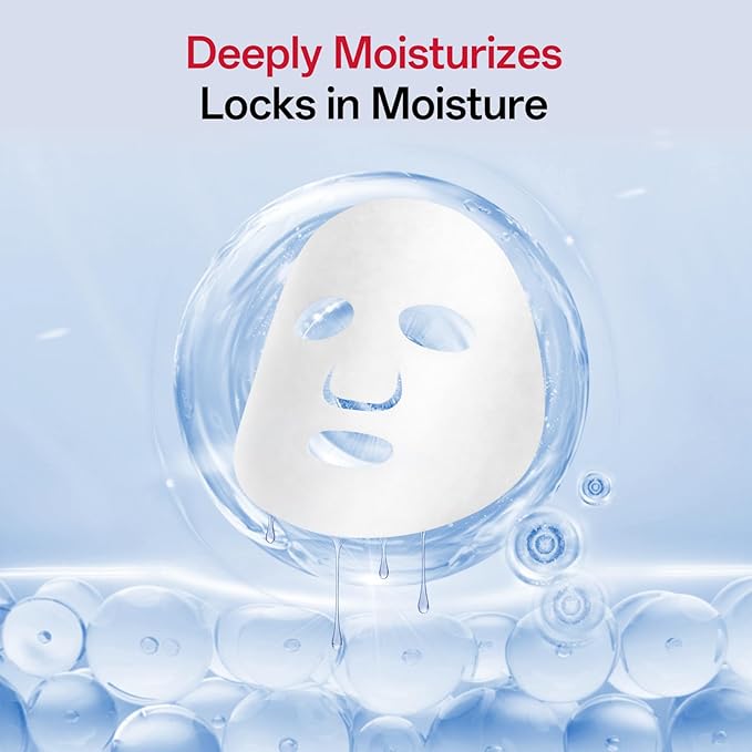 Collagen Face Mask - Hydrating & Moisturizing Sheet Mask with Natural Centella Asiatica for Soothing Skincare, Deeply Nourishing Dry Skin 4-Count