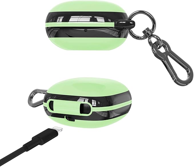 Compatible Powerbeats Pro Case Cover, Full Protective Shockproof Anti-Slip Silicone Case for Beats Powerbeats Pro (Black Edge+Matcha Green)