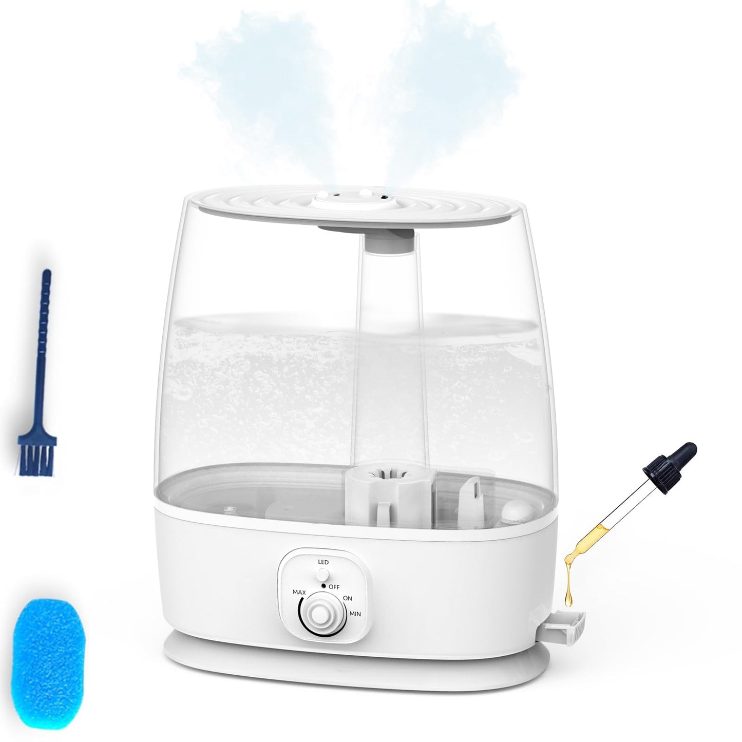 Humidifier for Large Room Bedroom Home, 6L Top Fill Ultrasonic Cool Mist Humidifier 3 in 1, 50H Quiet, Essential Oil Diffuser, Auto Shut-Off, Adjustable Mist Night Light for Baby Nursery, Plants