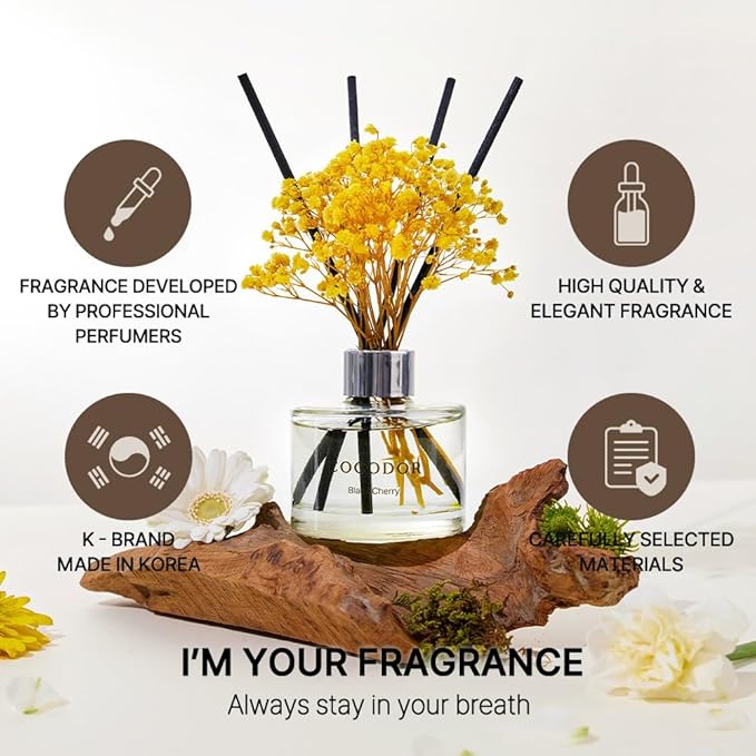 COCODOR Preserved Flower Reed Diffuser/Flower Garden/6.7oz/1Pack / Home Fragrance Scent Essential Oil Stick Diffuser for Bedroom Bathroom Home Décor