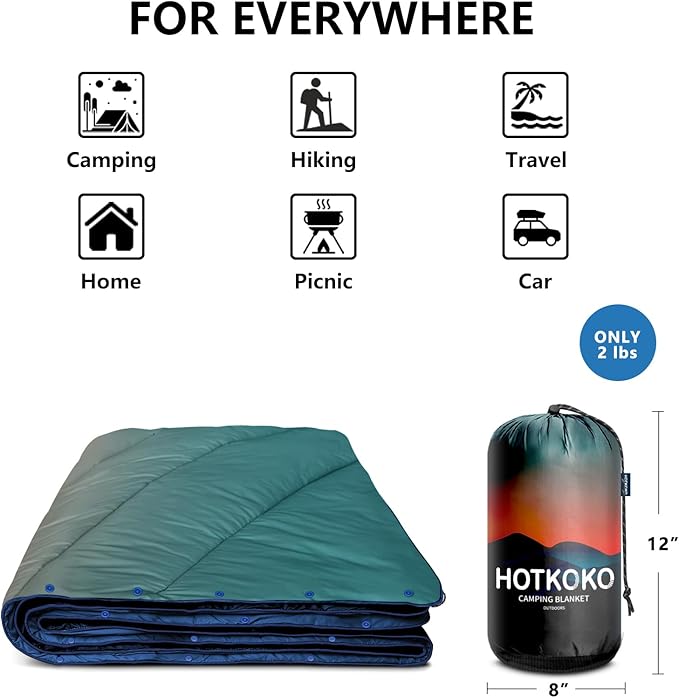 Camping Blanket,Lightweight Down Alternative Puffy Blanket Packable Outdoor Blanket for Camping,Traveling, Stadium, Hiking, Picnics