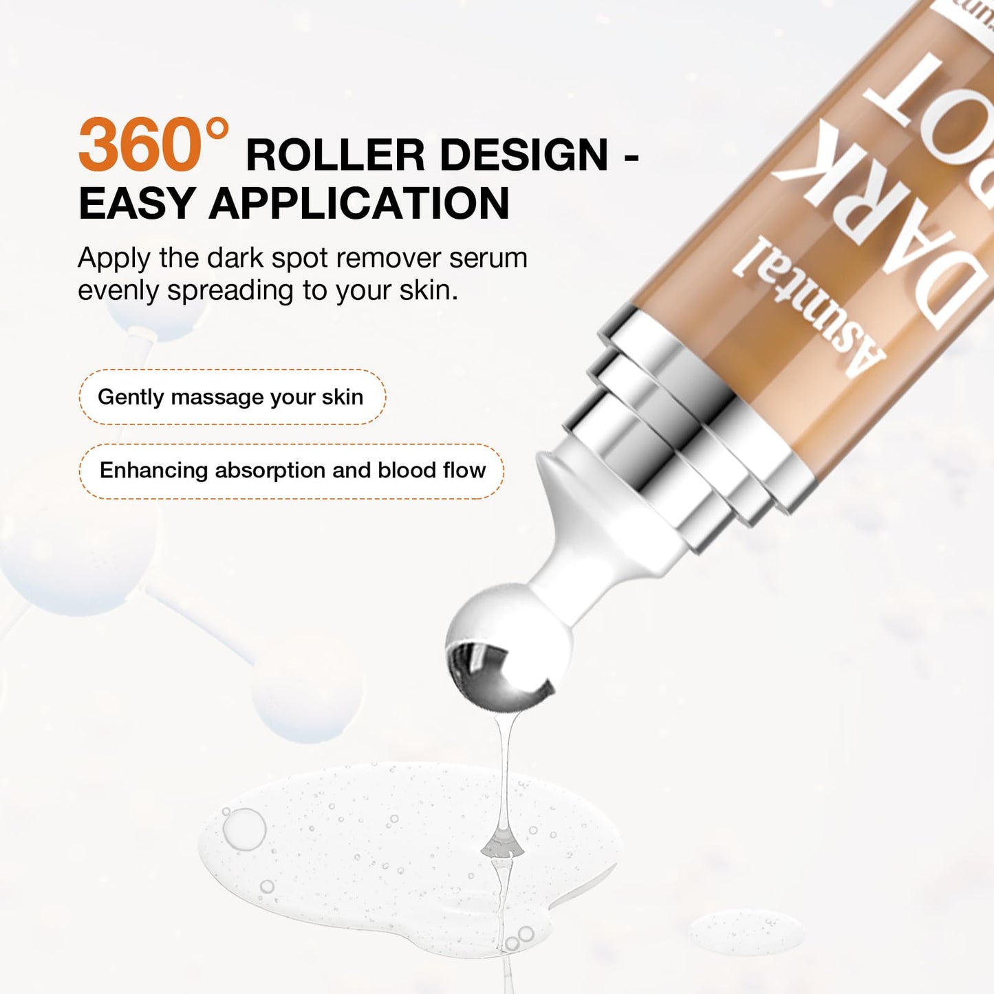 Asumtal Dark Spot Remover For Face Skin Care Serum, Age Brown Sun Freckles Spot Remover, Dark Spot Corrector For Face with Massage Roller (0.67 Fl Oz)